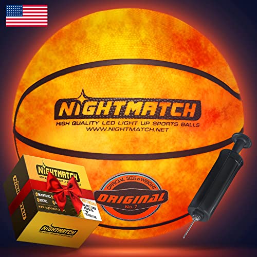 Nightmatch Waterproof Size 7 Led Light Up Basketball - Durable Glow In The Dark Basketball With 2 Leds - 6 Extra Batteries & 1 Pump - Unending Nighttime Fun With Glow Basketball - Gifts For Kids #TOP6