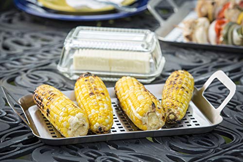 Tablecraft 13.5" Stainless Steel Grilling Pan With Handles | Great For Outdoor Barbecues And Grills #TOP6