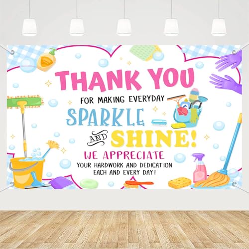 MEHOFOND70.8x43.3 inch Housekeeping Appreciation Week Backdrop Housekeeping Week Background Thank You Banner Assisted Living Week Banner Party Photo Booth Props