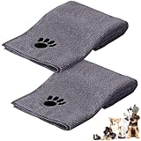 Vyranut Toallas de Secado Rápido para Perros 35 x 75 cm, 2 Piezas de Toallas para Perros y Gatos en Super Microfibra, Suave, Confortable y Absorbente(Gris)