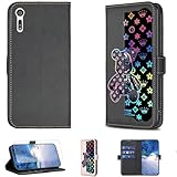 jioeuinly Case Compatible for Sony Xperia Xz Phone Case Flip Stand Cover [with Tempered Glass Screen Protector] JXX-Black