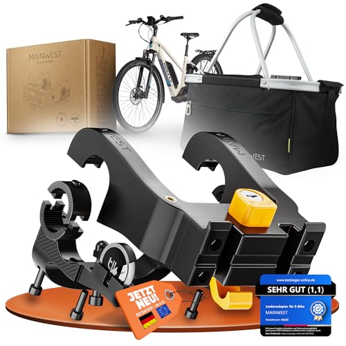 MAINWEST - Fahrradkorb vorne + Inklusive Lenkeradapter E-Bike - mit Airtag Fahrrad Versteck - Fahrradkorb Vorne Ebike - mit Schloss - Lenkerkorb Fahrrad - 26 Liter