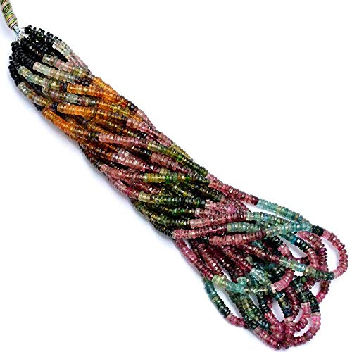 Perles à facettes Heishi Multi Tourmaline 4mm pour intercalaire et création de bijoux naturels
