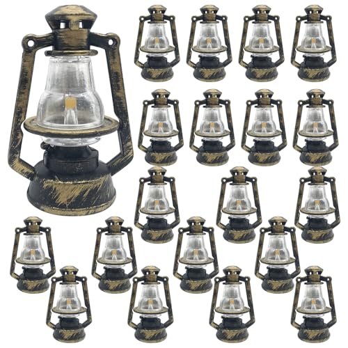 Esposizione stabile: ogni di lampada a cherosene in miniatura è robusto e resistente all'usura per un'esposizione prolungata nelle collezioni di ornamenti per scene di case delle bambole, ornamenti per case delle bambole in miniatura, lampada a cherosene per case delle bambole