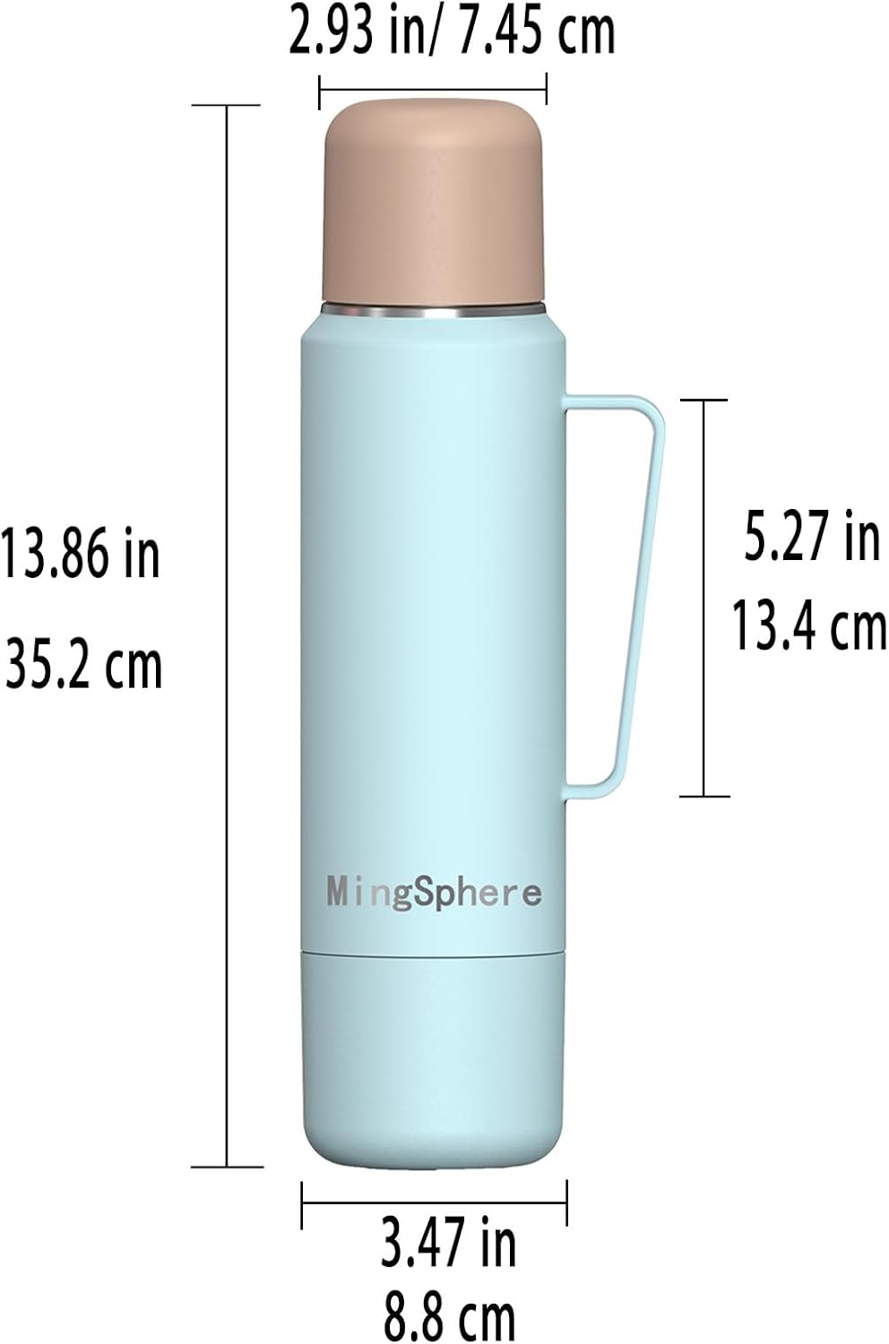 Stainless Steel Insulated Water Bottle, Leak Proof Water Bottles for Sports&Travel, Keep Drinks Hot or Cold, BPA-Free, with 2 Sharing Mugs (Sky Mist, 40 oz)