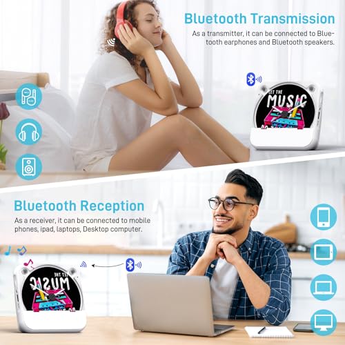 ZYOKATA Leitor de CD portátil para casa, leitor de CD recarregável de 2000 mAh com Bluetooth, leitor