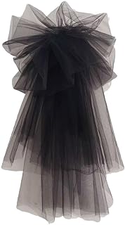 Black Lace Veil for Wedding Halloween, Vintage Costume Cosplay Tulle with Comb, Retro Gauze Gothic Bridal Tulle Exquisite Black Wedding Veil
