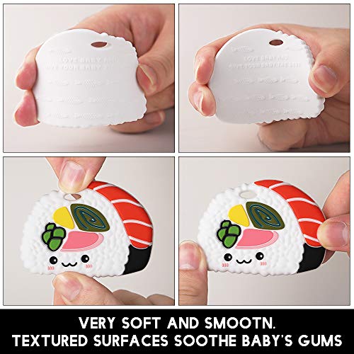 Image of Baby Silicone Teether,Sensory Chew Toys,BPA Free Soft and Effective Infant Teething Pain Relief Toys,Freezer Safe,Food Grade Silicone,Best Shower Gift for Boys and Girls (Sushi)