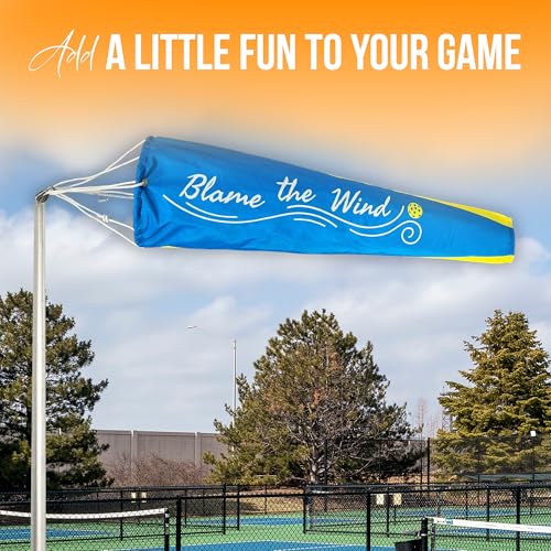 Pickleball Windsock Flag 10"x36" | Blame the Wind Design | Easy Install with Carabiner | Lightweight 4 oz Polyester | Quad-Stitched Durable Fabric | Shows True Wind Direction & Speed