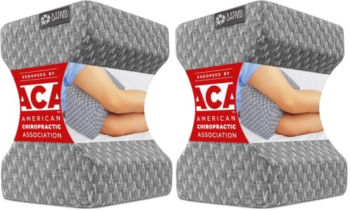 Image of 5 STARS UNITED Knee Pillow for Side Sleepers - Hip Pain Relief, Memory Foam Leg Cushion for Side Sleeping - Between Legs Pillow for Sciatica & Lower Back Pain, Gray (Pack of 2)