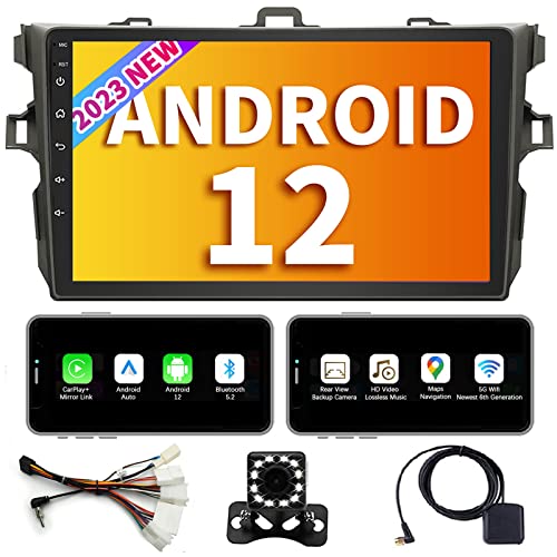 Binize Android 12 Car Stereo with Carplay&Android Auto Compatible with Toyota Corolla 08-12, 9 Inch Touch Screen Car Radio with Backup Camera, Support BT 5.0/WiFi 6, AM/FM