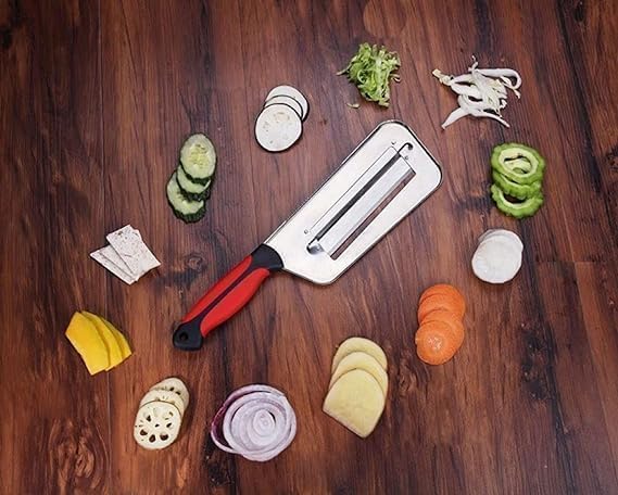 Image of 3 in 1 Stainless Steel Vegetable Peeler for Kitchen Multi-Functional Fruit & Veggie Shredder Slicer and Grater for Potatoes, Carrots, Cucumbers (Cabbage Cutter)