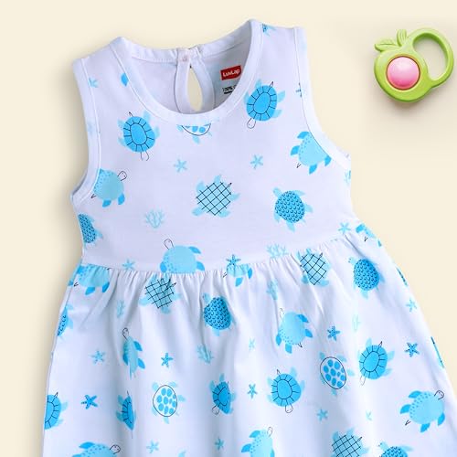 Image of LuvLap Baby Girl 100% Cotton Sleevless Girls Frock Pack of 3