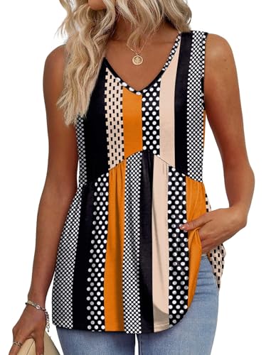 Image of OFEEFAN Womens Tank Tops 2025 Flowy Peplum Tops for Women Dressy Sleeveless V Neck Babydoll Tank Tops