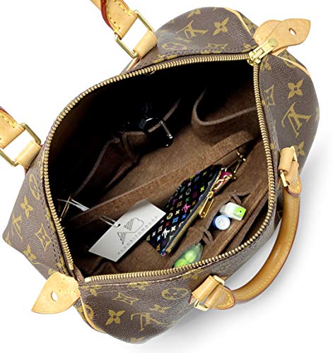 AlgorithmBags Inserção organizadora de bolsa | projetado para Louis Vuitton LV Speedy 30 35 40 25 | Divisor modelador de forro de luxo (35, marrom)