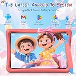 2026 Upgraded TABWEE Kids Tablet 10 Inch,Android 16 Tablets for Kids Ages 3-12, 12GB(4+8) RAM 64GB ROM 2TB TF, Toddler Learning Tablet with Parental Control, Kid-Proof Cover, Stylus, EyeCare Screen
