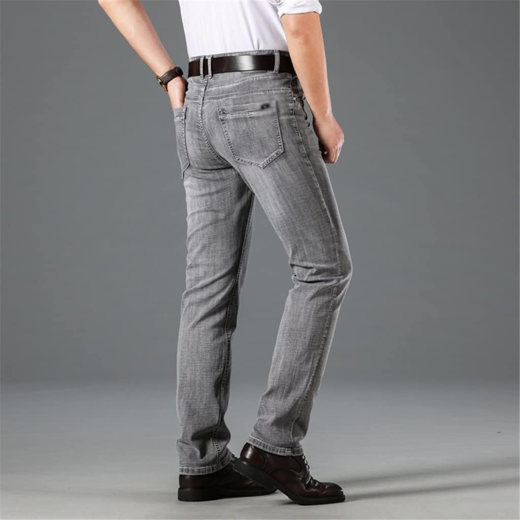 Denim Trousers Pants Male Men Grey Casual Jeans Business Stretch Straight Men's