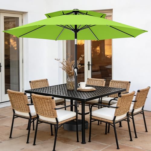 Image of AreShark 10ft 2 Tiers Patio Umbrella - Outdoor Umbrella Waterproof UV Protection, Market Table Umbrella w /Push Button Tilt&Crank for Pool, Porch, Garden(Apple Green)