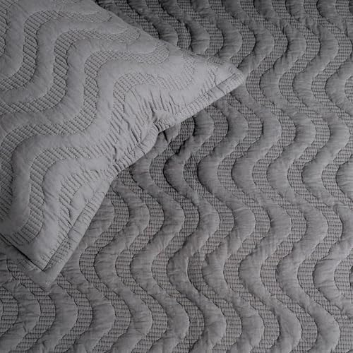 Image of MYTRIDENT Nectarsoft Italian Retreat King Size (228 cm x 274 cm) Bedcover Set, 100% Cotton, Slate