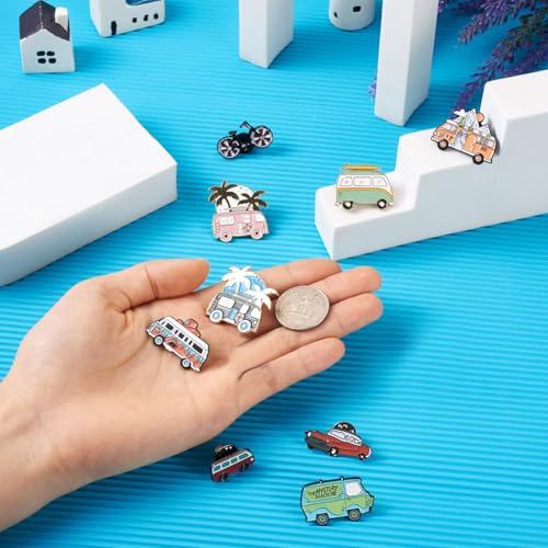 Image of KISSITTY 11pcs Vehicle Brooches Cartoon Enamel Pin Bus Motorbike & Bicycle Shape Enamel Lapel Badge Brooch Pins for Backpack Clothes Jackets Suits Coats