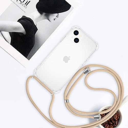 Miniatura 6 de YESPURE Funda cruzada para iPhone 13 Mini, transparente, ajustable, para el hombro, correa de cordón, para mujeres y niñas, funda protectora delgada