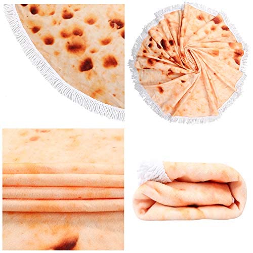 Feelingjoy Round Beach Towel Blanket Microfiber Quick Dry Extra Large 60 Inches Roundie Towel Mat For Kids Women Girls Men (Burrito) #TOP2