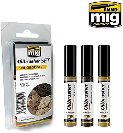 Ammo MIG-7511 Soil Colors Oilbrushers Set, Multicolour
