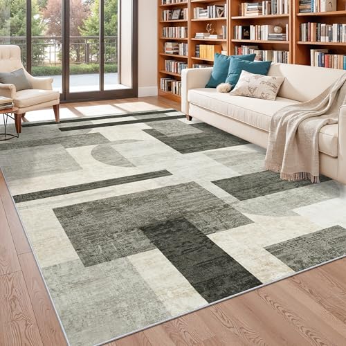 Modern Rug for Living Room 8x10: Geometric Soft Low Pile