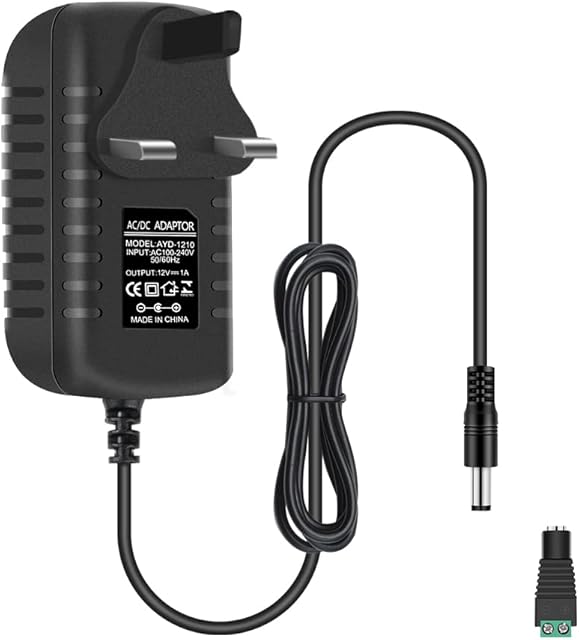 12V 1A LED Strip Power Supply 12W Power Adapter 100-240V AC to 12V DC 1Amp 12Watt Wall Plug LED Transformer with 5.5 X 2.1mm Female Jack Connector for 12V 3528/5050 LED Strip Light CCTV Camera