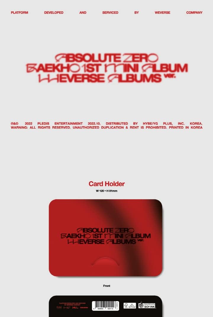 Nu'est BAEKHO Absolute Zero 1st Mini Album Weverse Platform Version Card holder+QR card+Photocard+Tracking