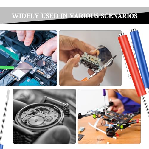 Image of 60 Pieces Pocket Screwdriver Mini Tops and Pocket Clips Magnetic Slotted Small Screw Driver with a Single Blade Head for Mechanical, Electrician (Colorful)