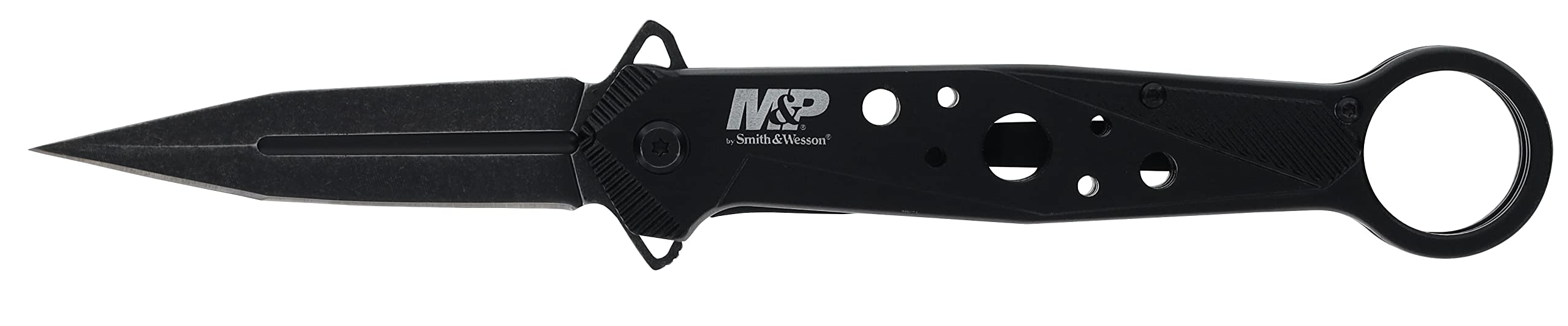 Smith&Wesson M&P Folding Spear Point Featuring 8Cr13MoV Stainless Steel And Ergonomic Finger Loop Designed For EDC And Quick Deployment