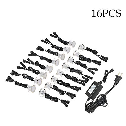 Tomshine 16 Pack Recessed Led Deck Light Kit, High Bright In Ground Outdoor Landscape Led Lighting For Stair Patio Garden Floor Corner Sauna Room Bathroom, Waterproof Ip67, 12V Low Voltage Safe #TOP4