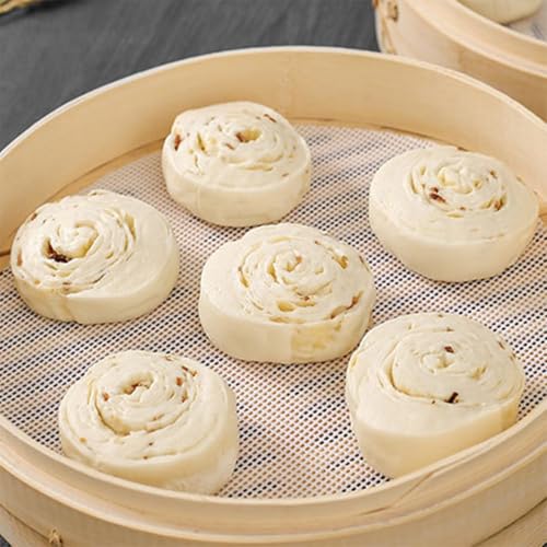 ACOLY 5-teilige Silikon-Dampfmatte, 20 cm Silikon-Dampfmatte aus Netzgewebe, zum Kochen von Knödeln, Brötchen, Dim Sum, Brot und Gebäck