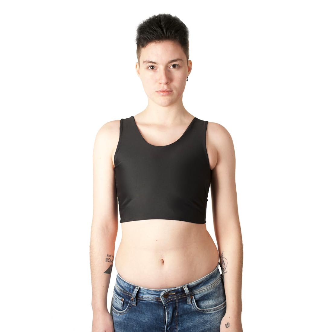 Binder Court – Binder Trans - Haut Compressif - Compression Renforcée – Maintien Extra-Fort – Transgenre, Non-Binaire (FR/ES, Alpha/Lettres, 3TG, Taille Normale, Taille Normale, X-TRA, Noir)