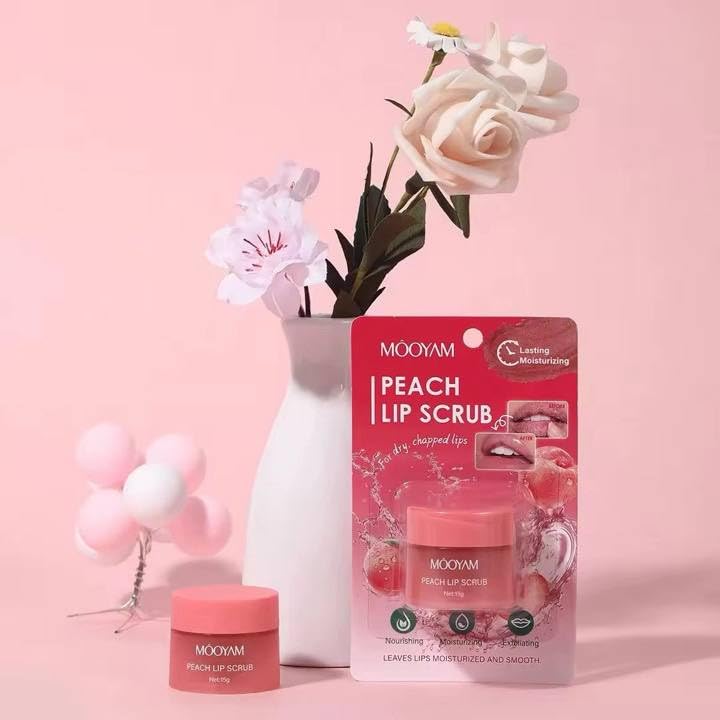Peach Lip Scrub for Women Dry, Cracked and Dark Lips – Lip Scrubber Exfoliator