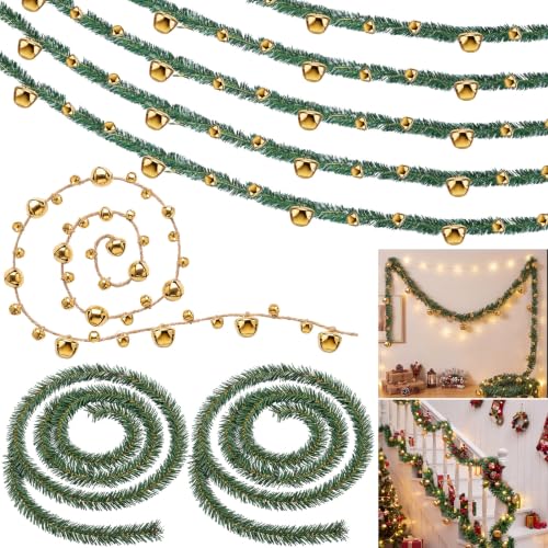 Canlierr 3 Rolls Christmas Garlands Set Pine Wire Bells Hemp Rope Chains by Canlierr - Used condition - US$21.84