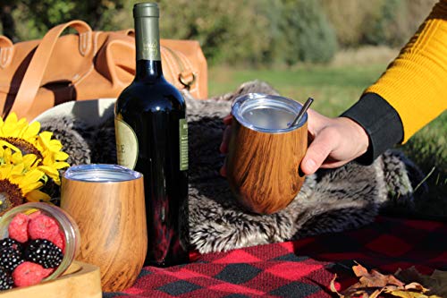 Intuition Trading Company Stainless Steel Stemless Insulated Wine Tumbler With Lid Set, 12Oz, Set Of 2, Double-Wall Vacuum-Insulated For Wine, Coffee, Cocktails #TOP5