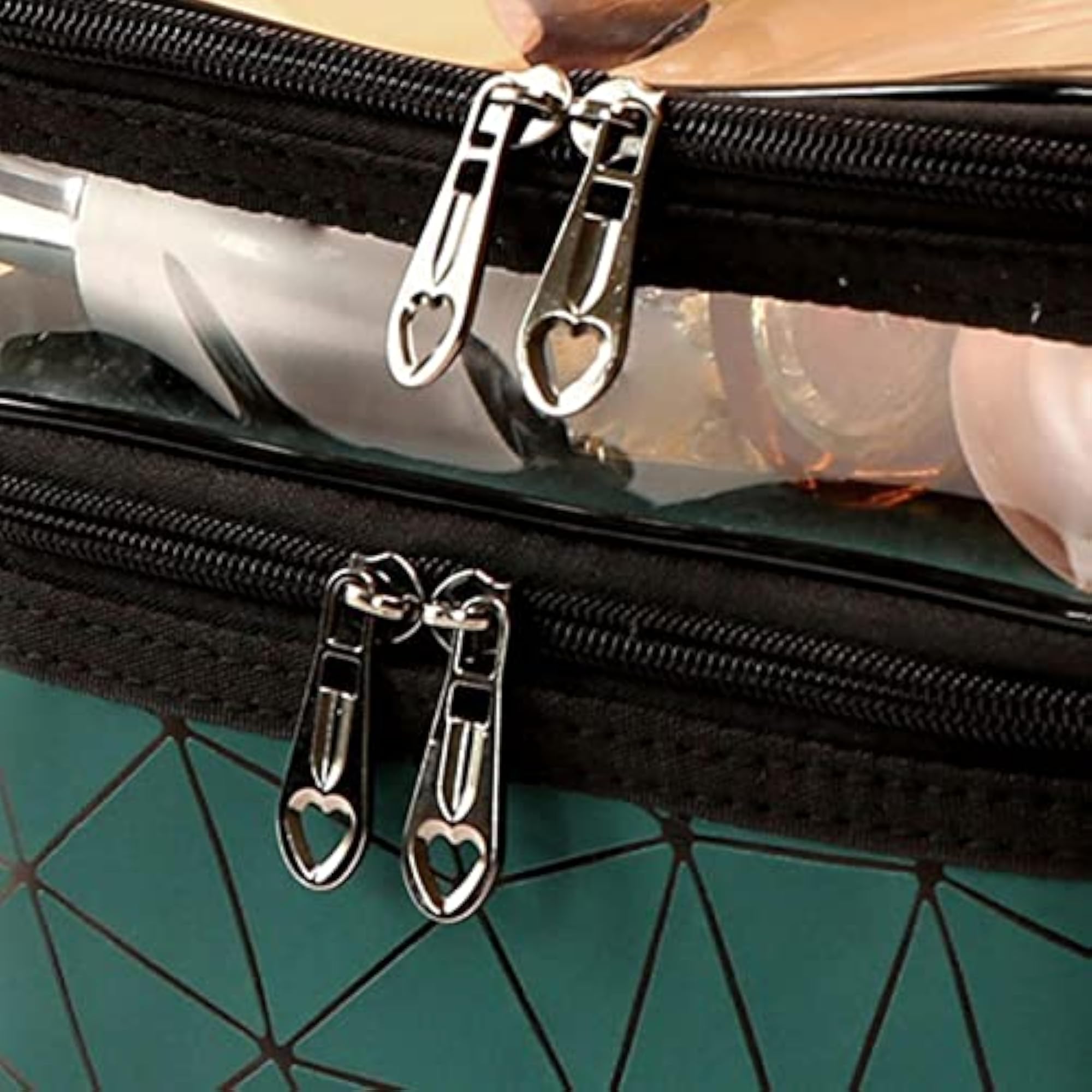 Transparent Makeup Cosmetic Bag for Toiletries, Green
