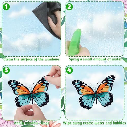 Image of 79PCS Colorful Butterfly Window Clings, Butterfly Decorations, Double Sided Window Decals to Prevent Bird Strikes, Multi Patterns Colors Butters Stickers for Home Decor Glass Door