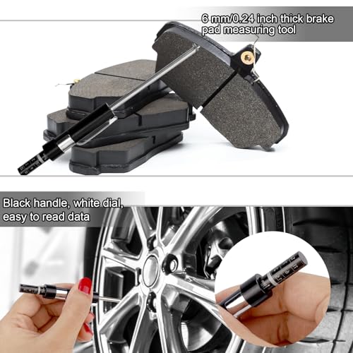 Image of NQEUEPN Brake Pad Thickness Gauge Set, Tire Tread Depth Gauge & Valve Stem Caps Brake Pad Tester Measuring Tool with Scale for Internal & External Brakes Auto Maintenance Kit