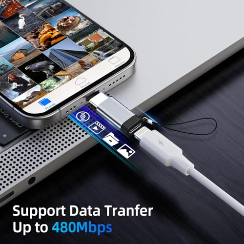 5 Pack USB C to Lightning Charge Adapter for iPhone 16 15, Lightning to USB C Adapter with Fast Charge Data Transfer for iPhone 16 15 Plus Pro Max, Galaxy S24 S23, Pixel 8 7 6, iPad Pro, Macbook Pro