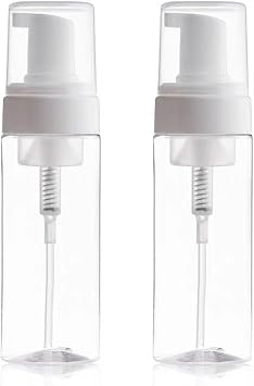 2Pcs 3.4oz Foam Pump Bottle, Empty Plastic Travel Foaming Soap Dispenser for Hand Soap, Shampoo, Facial Cleansers 100ml/Clear