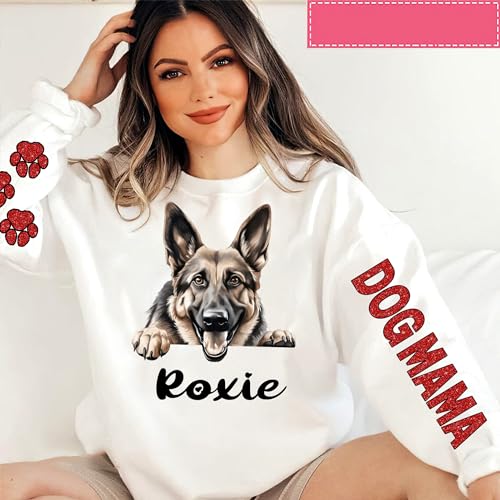 LOVELYPOD Personalized Dog Lover Gifts, Glitter Sweatshirt For Women, Dog Mama Shirts For Women4