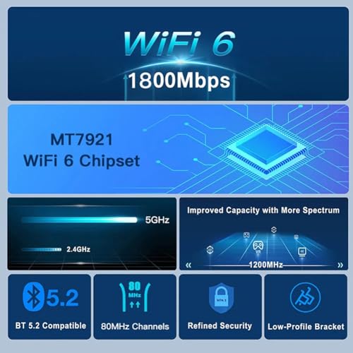 Adaptador Inalámbrico PCI Express WiFi 6 Solución definitiva para PC sin Cable con Bluetooth 5.2 7