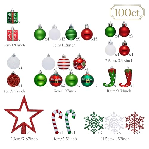 Victor's Workshop Weihnachtskugeln 100tlg. Plastik Christbaumkugeln Set Christbaumschmuck für Weihnachtsbaum Weihnachtsdeko Partydeko… – Ansicht 6