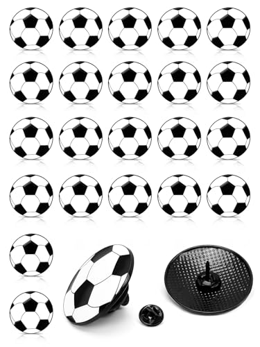 Image of JUNEBRUSHS 28pcs Soccer Ball Enamel Pins, Sports Lapel Pins for Soccer Lovers Party Birthday Themed Party Decorations Supplies Favors Backpack Hat Decor Accessories