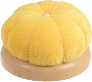 sourcing map Base de madera para agujas, estilo japonés, cojín redondo, soporte de agujas para costura, acolchado, costura, manualidades, color amarillo