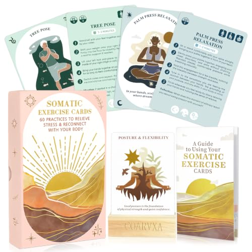Somatic Therapy Exercise Cards for Women-60 Mindfulness Cards for Stress Reduction and Emotional Balance Unique Motivational Gift for Yoga Instructors Teachers & Yoga (somatic Therapy Cards)