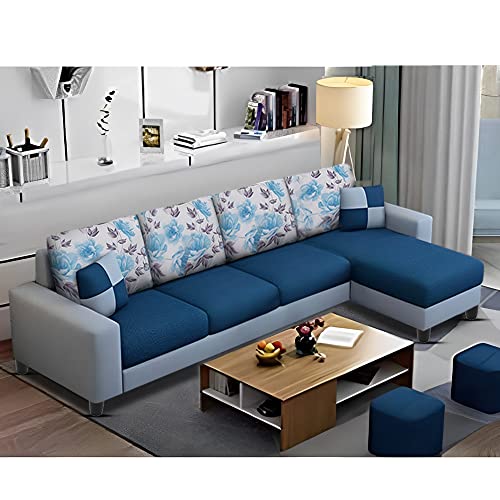 Image of Orland 6 Seater RHS L Shape Sofa Set for Living Room | Color - Blue Grey
